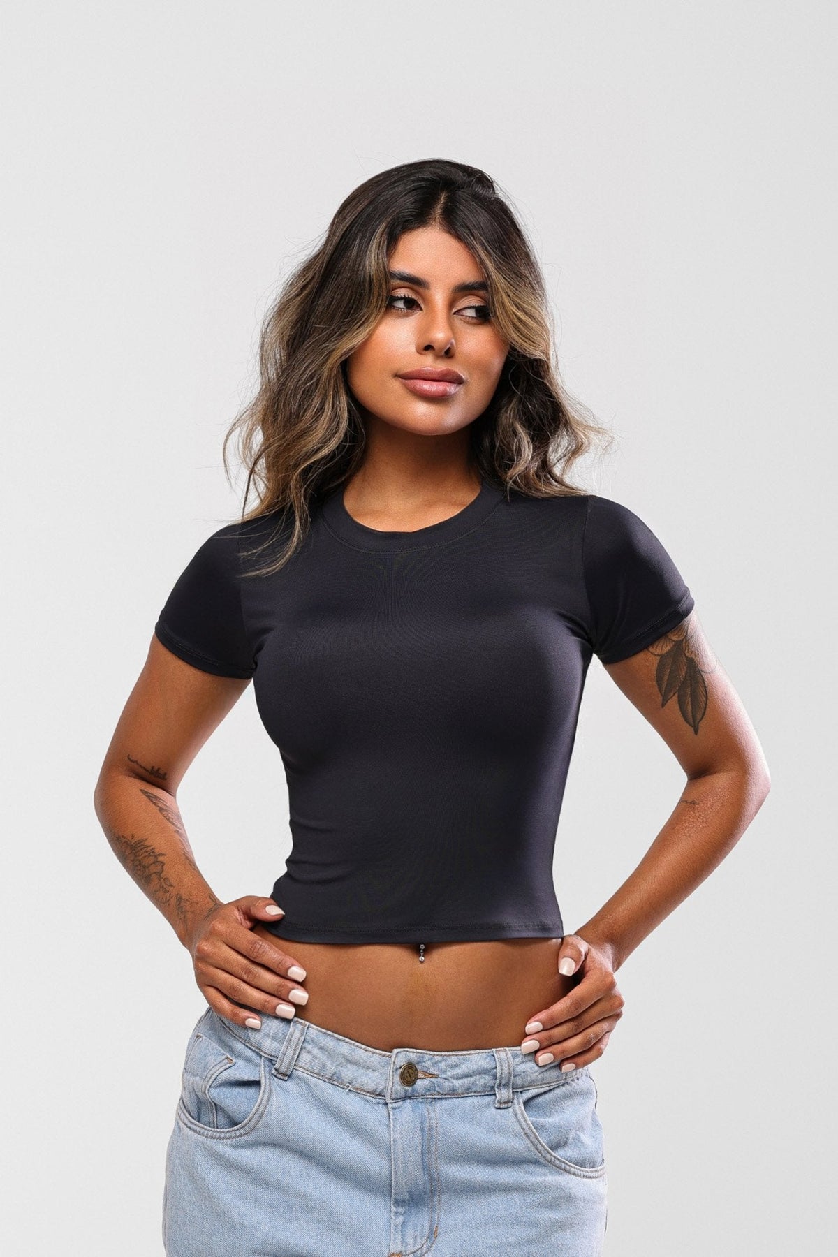 Cropped Triz Poliamida Preto