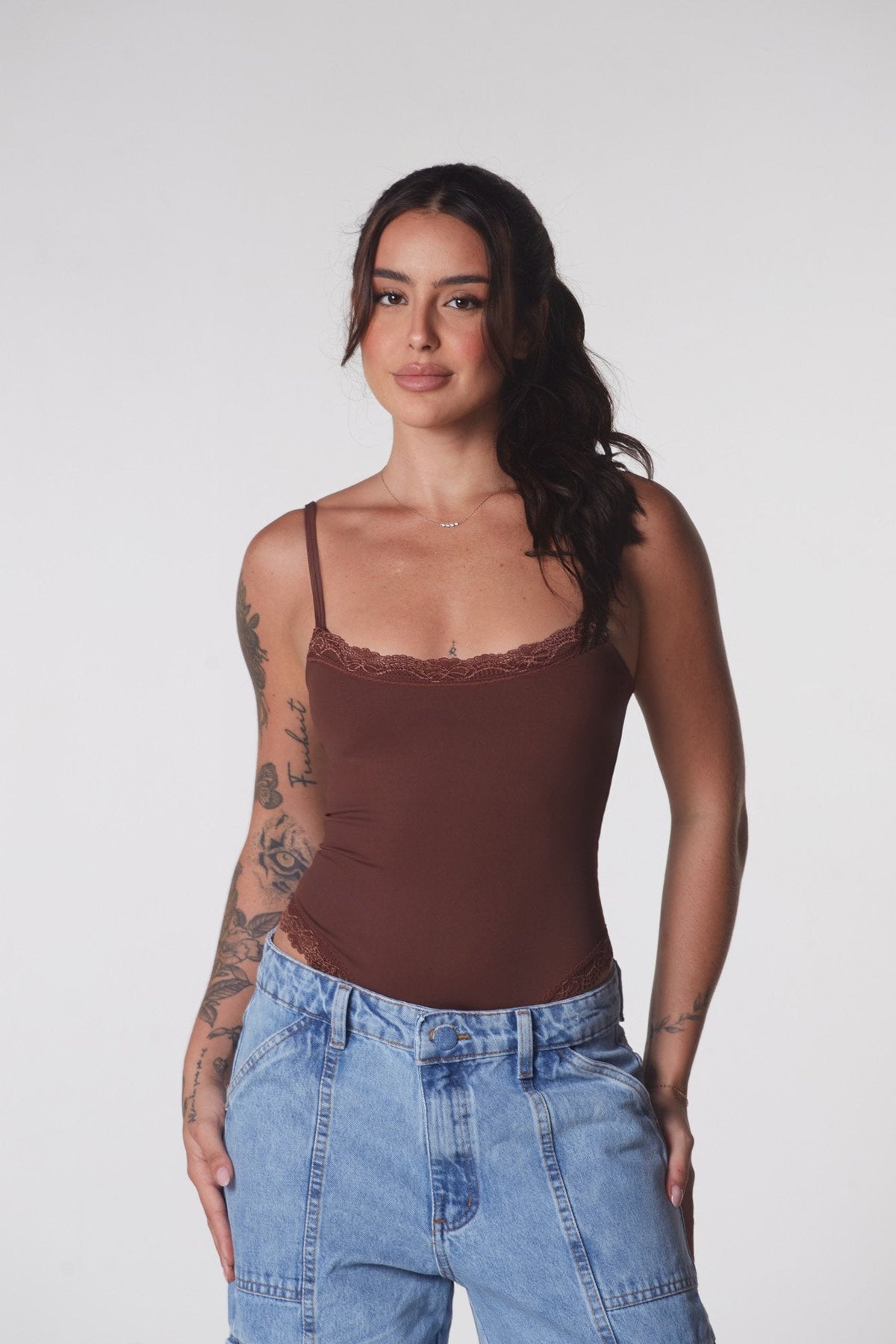 Body Nataly Poliamida Marrom Escuro