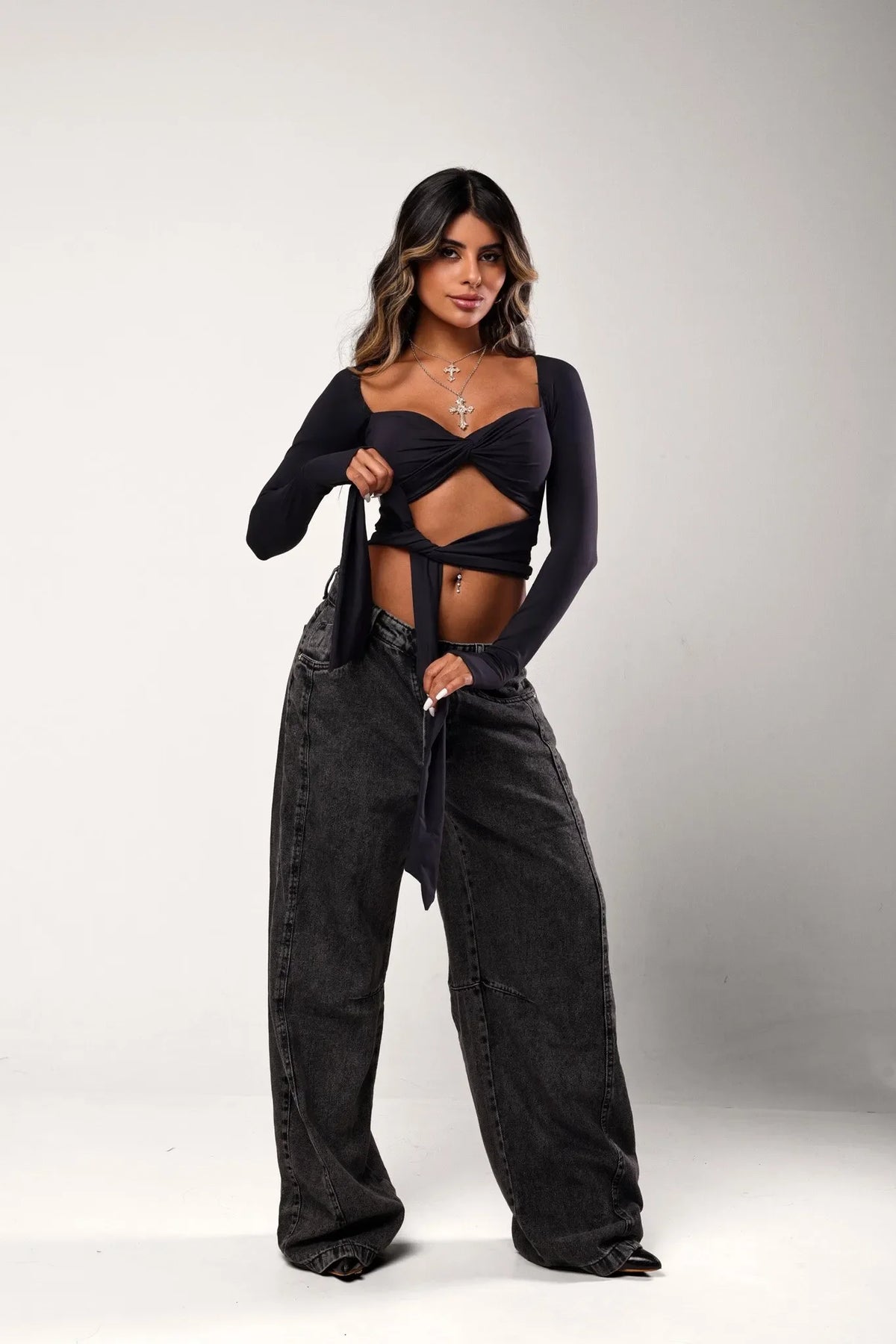 Cropped Maby Poliamida Preto