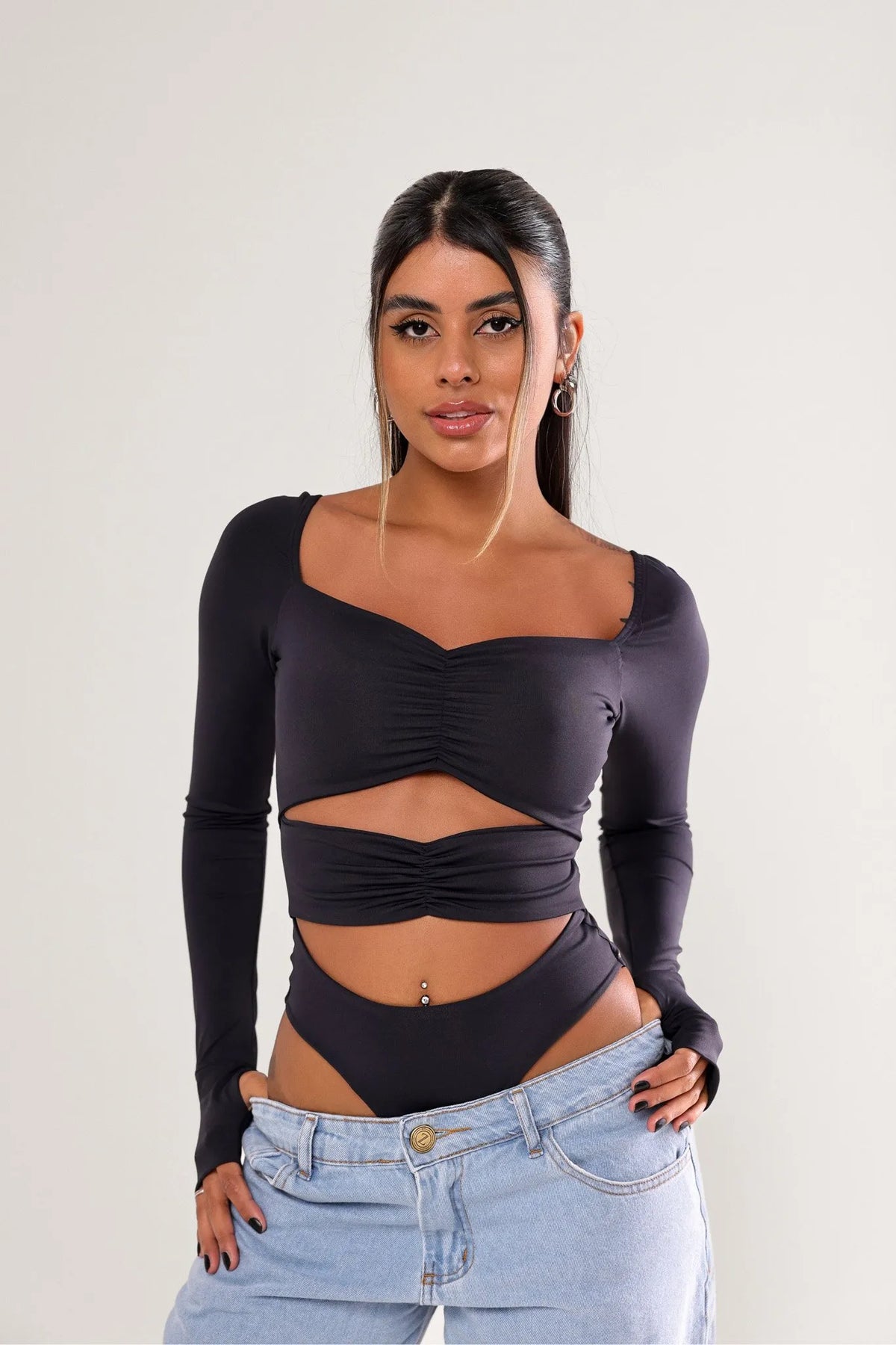 Body Fatima Poliamida Preto