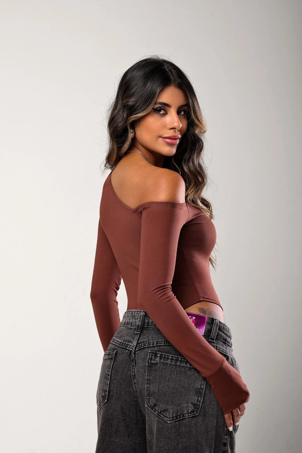 Body Lilly Poliamida Marrom Escuro