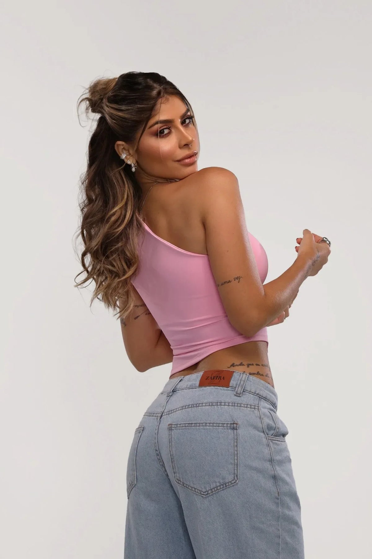 Cropped Adriana Poliamida Rosa Bebe