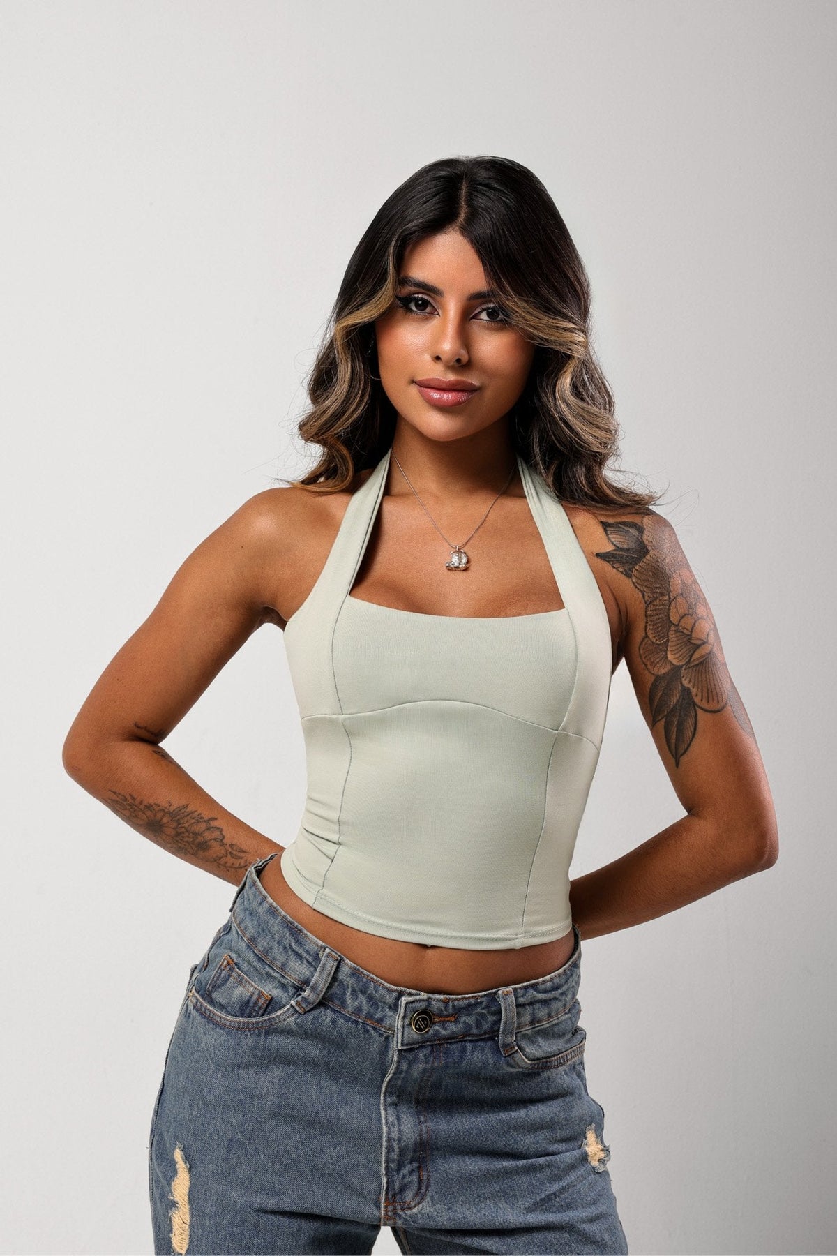 Cropped Alena Poliamida Verde Menta