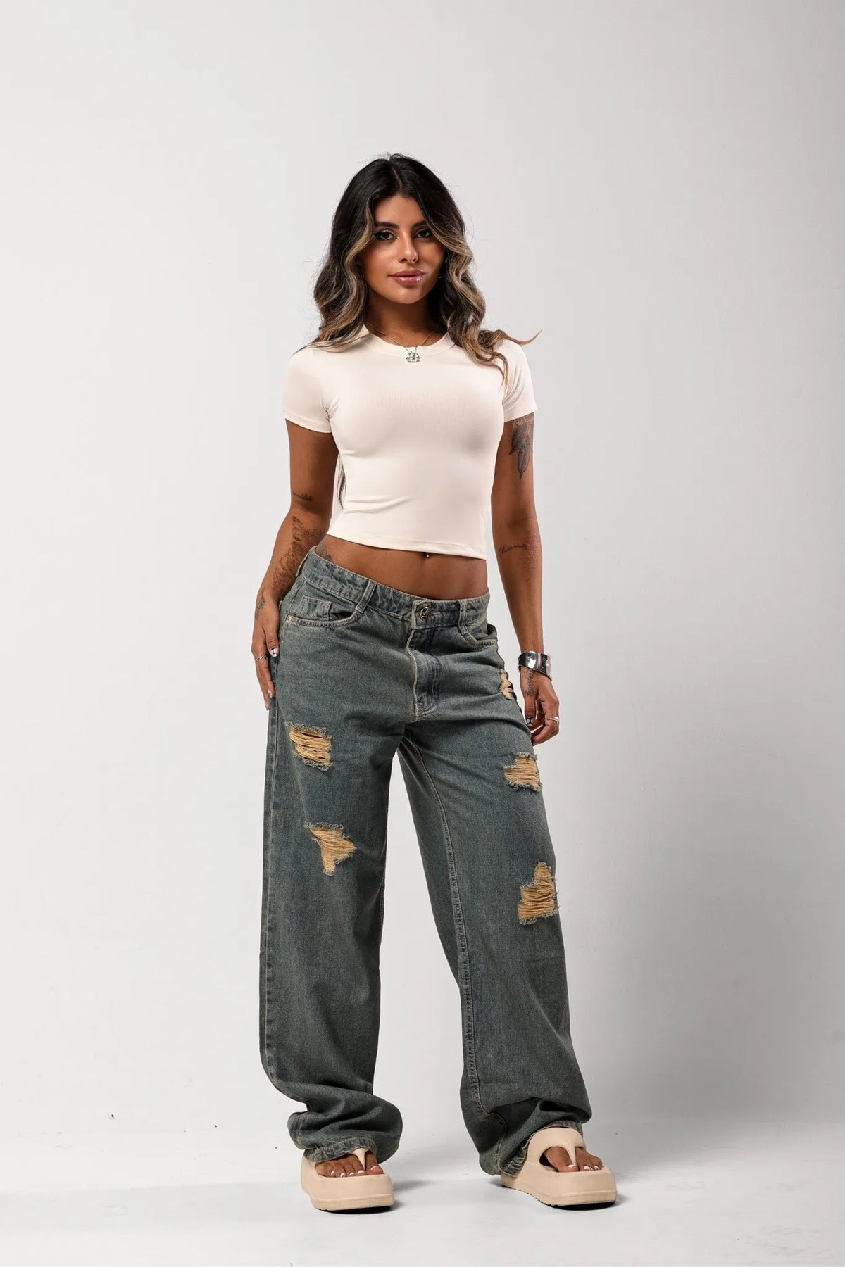 Calca Jeans Jenny Destroyed Jeans