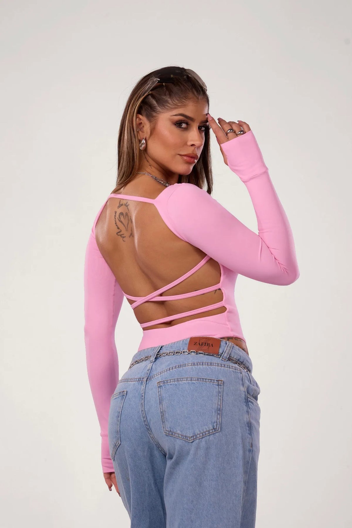 Body Kiki Poliamida Rosa Bebe