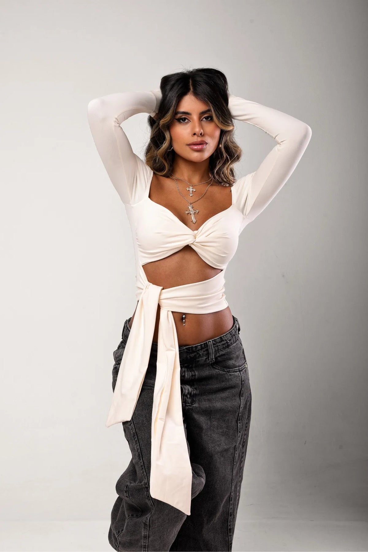 Cropped Maby Poliamida Off White