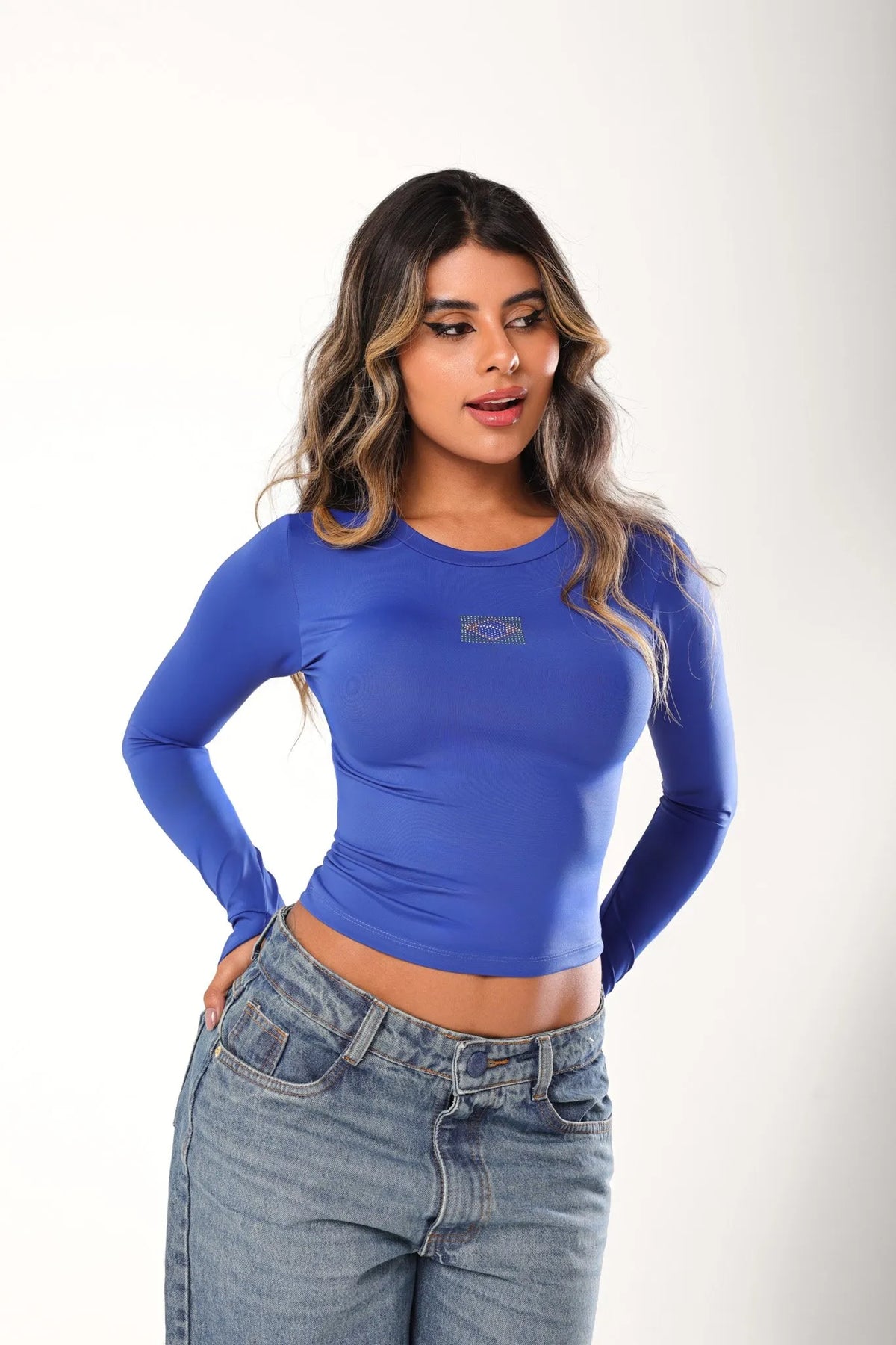 Blusa Yas Poliamida Azul Royal