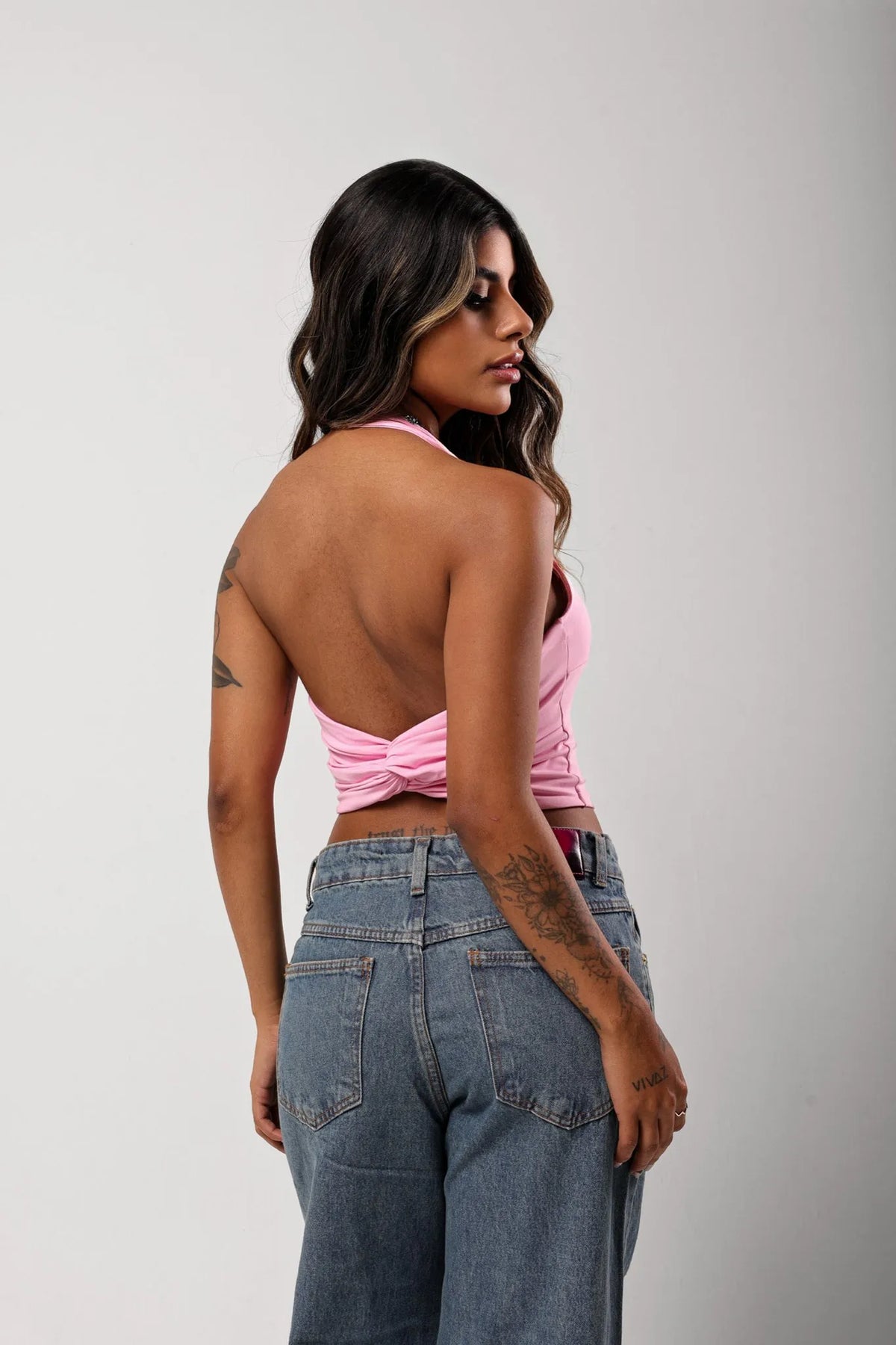 Cropped Alena Poliamida Rosa Bebe