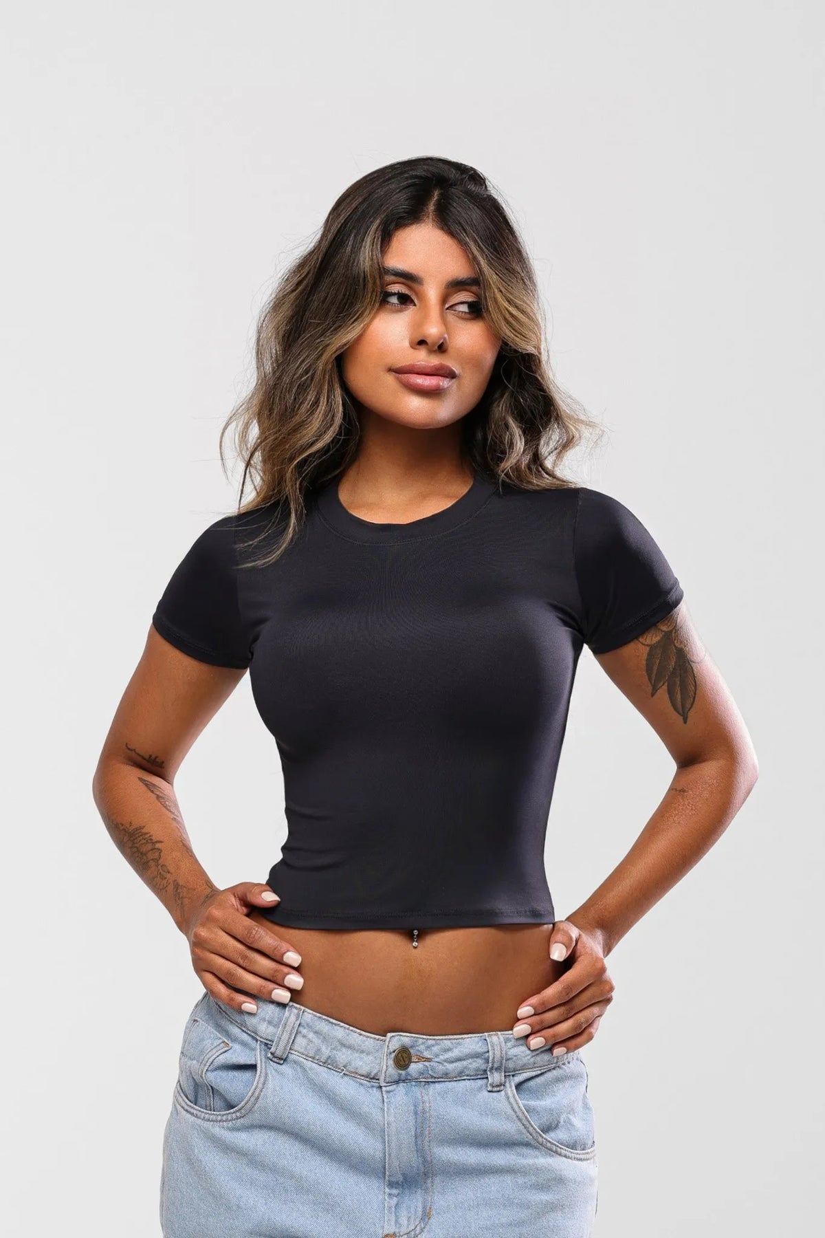 Cropped Triz Poliamida Preto