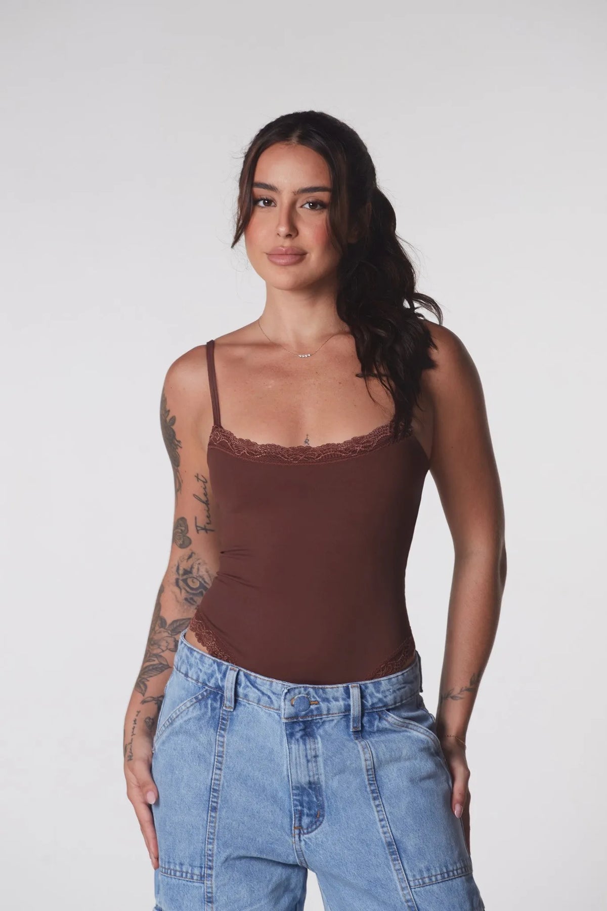Body Nataly Poliamida Marrom Escuro