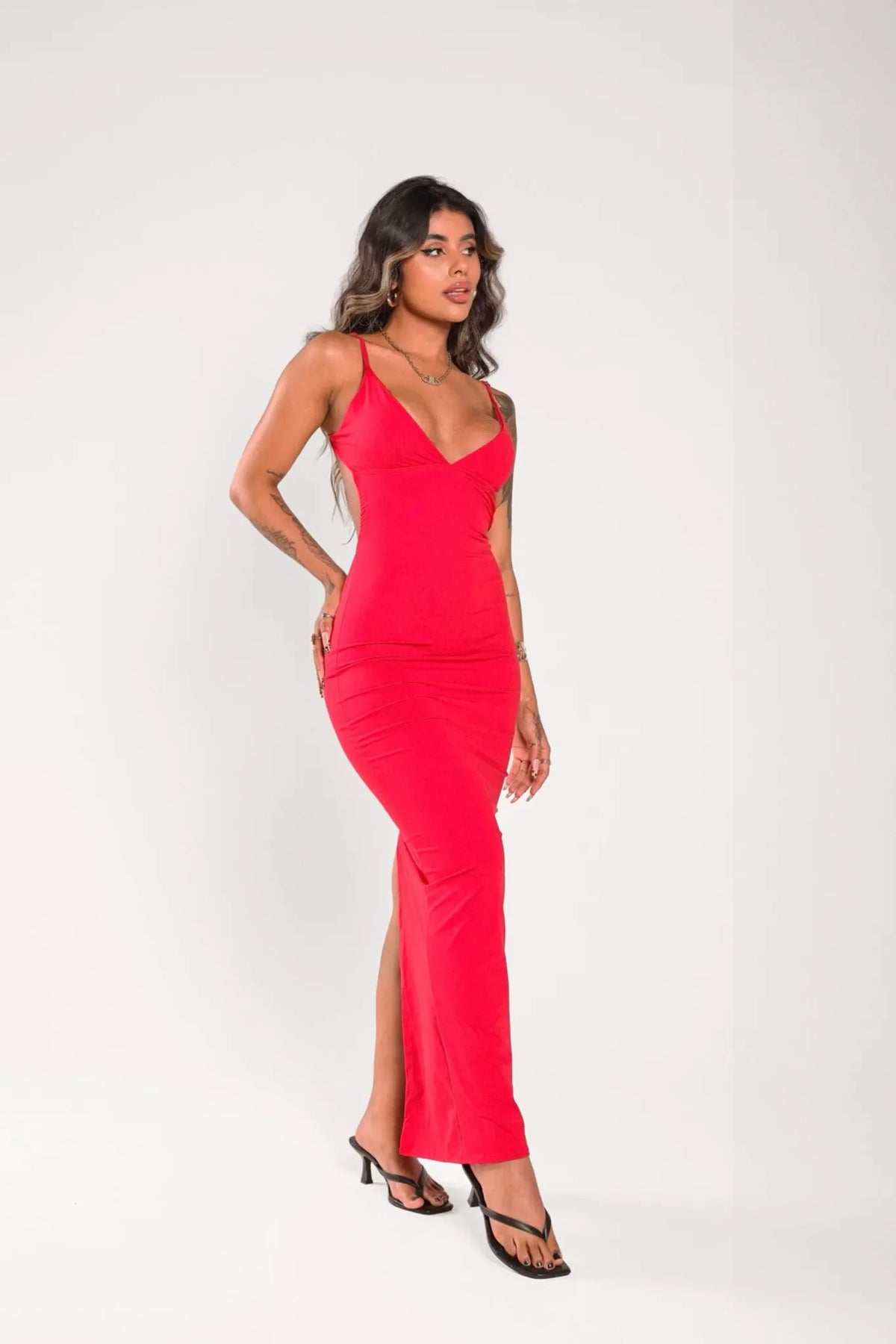 Vestido Longo Denver Poliamida Vermelho