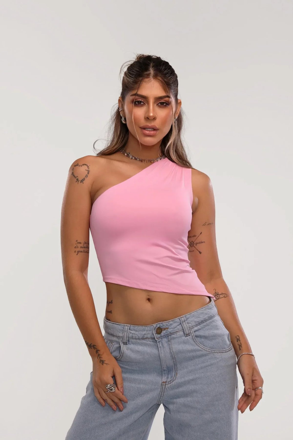 Cropped Adriana Poliamida Rosa Bebe