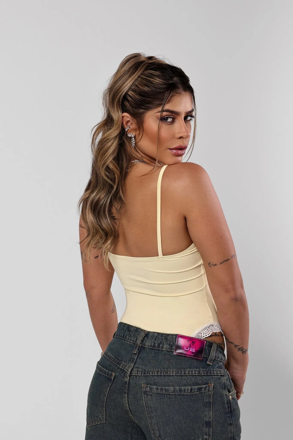 Body Nataly Poliamida Amarelo Bebe