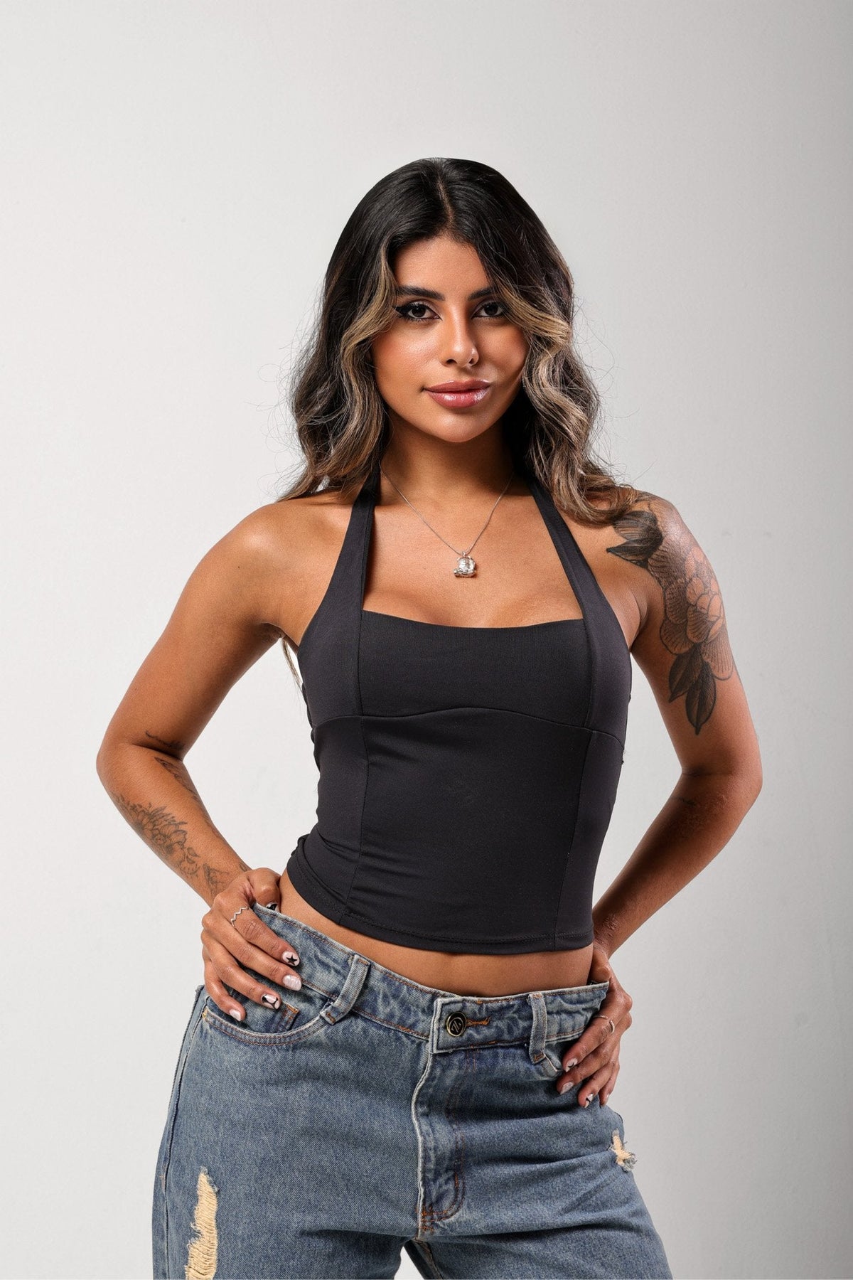 Cropped Alena Poliamida Preto