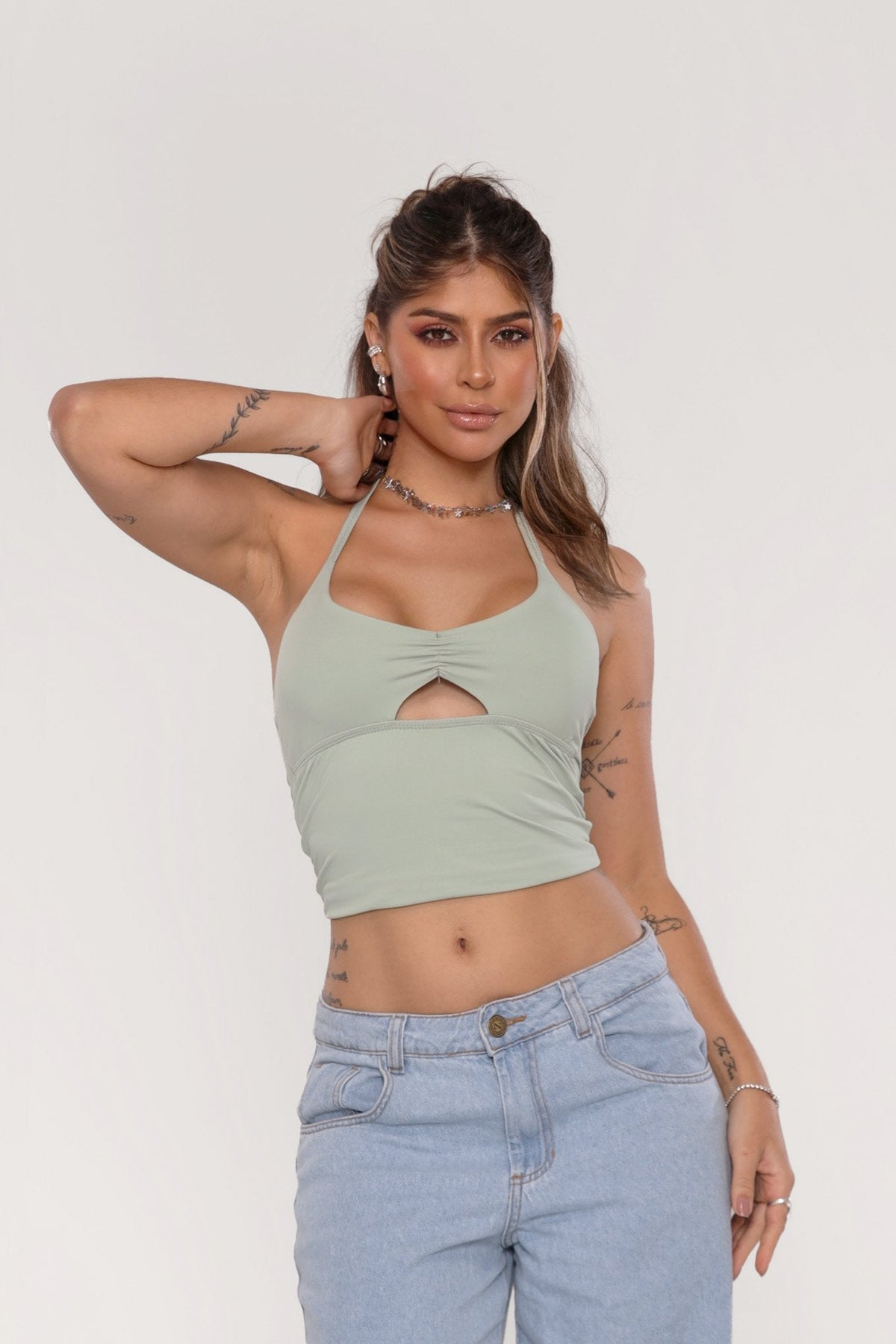 Cropped Jennifer Poliamida Verde Menta 3