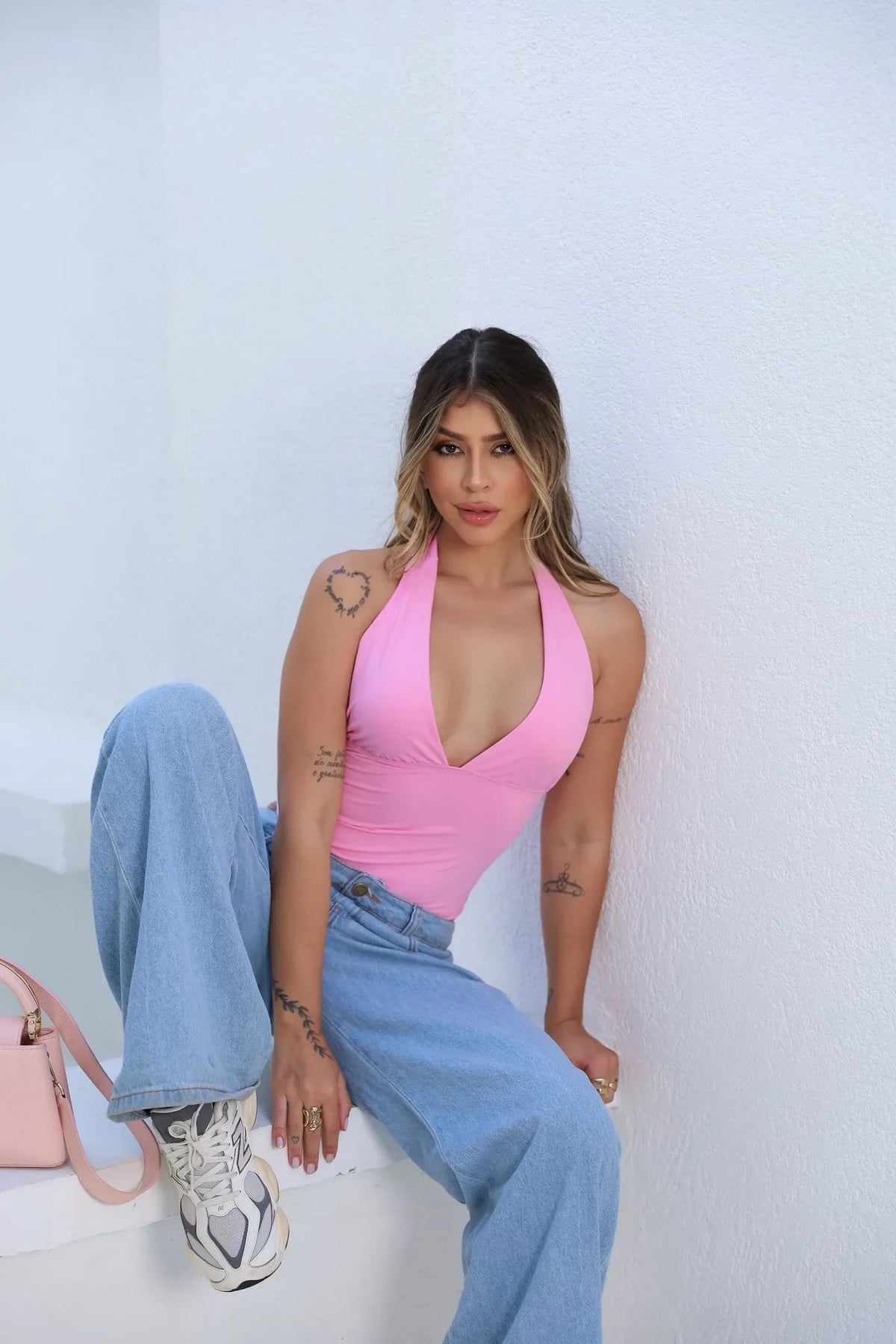 Body Luciana Poliamida Rosa Bebe