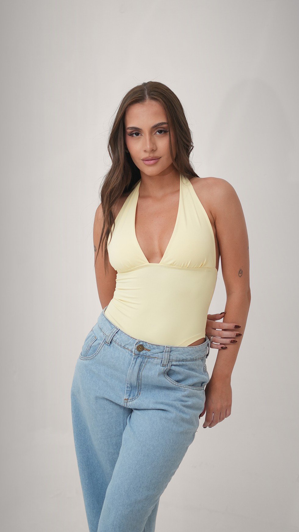 Body Luciana Poliamida Amarelo Bebe