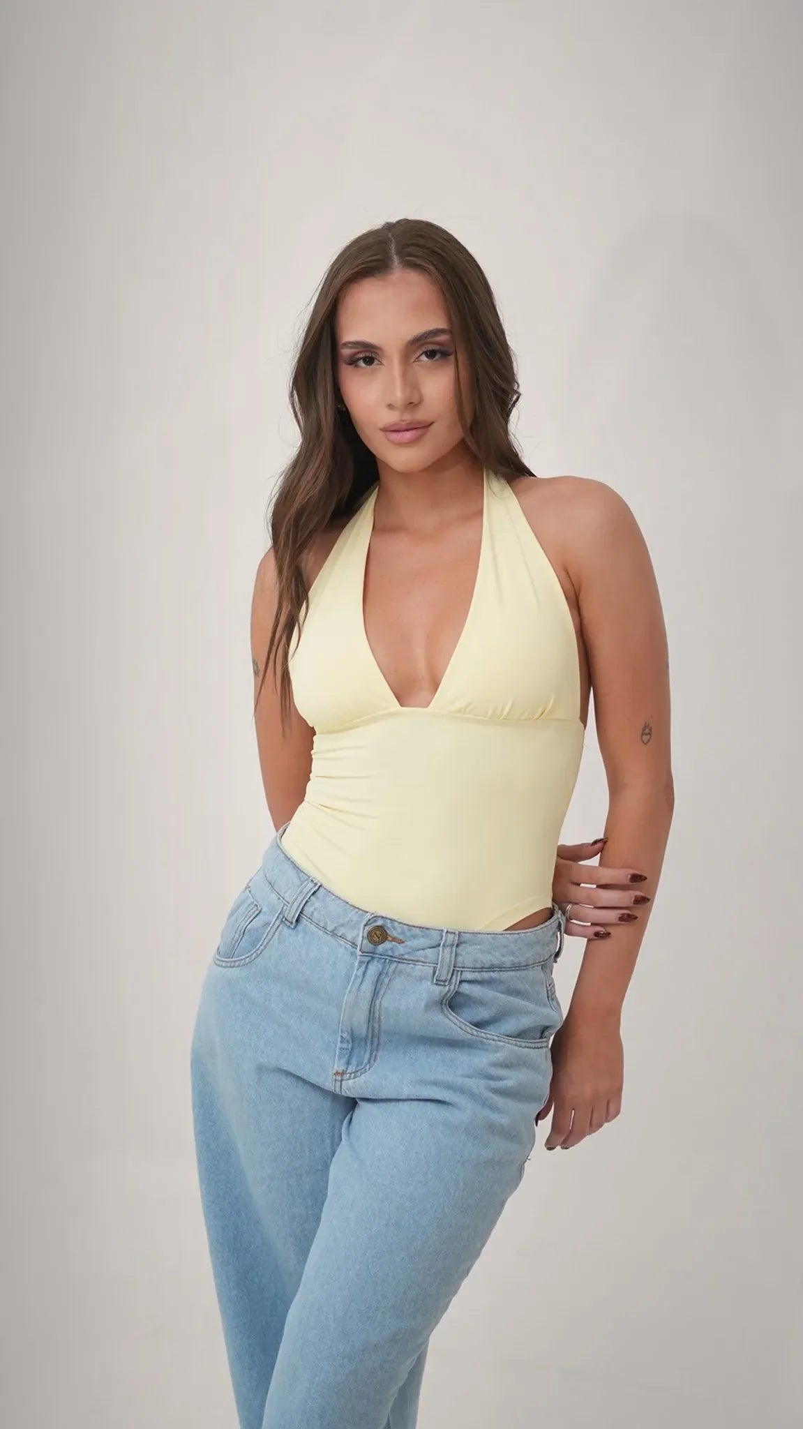 Body Luciana Poliamida Amarelo Bebe