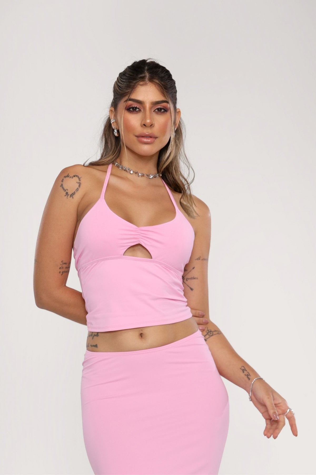 Cropped Jennifer Poliamida Rosa Bebe