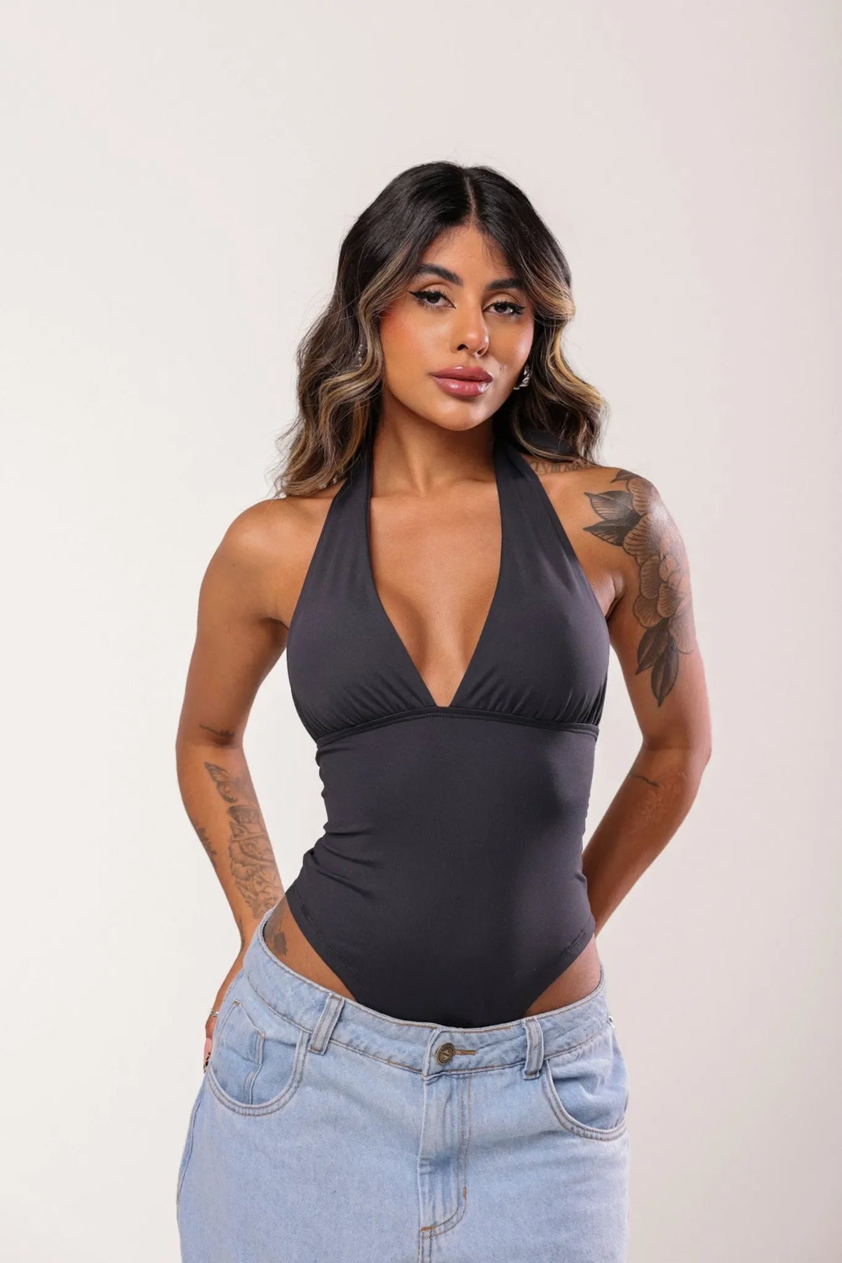 Body Luciana Poliamida Preto