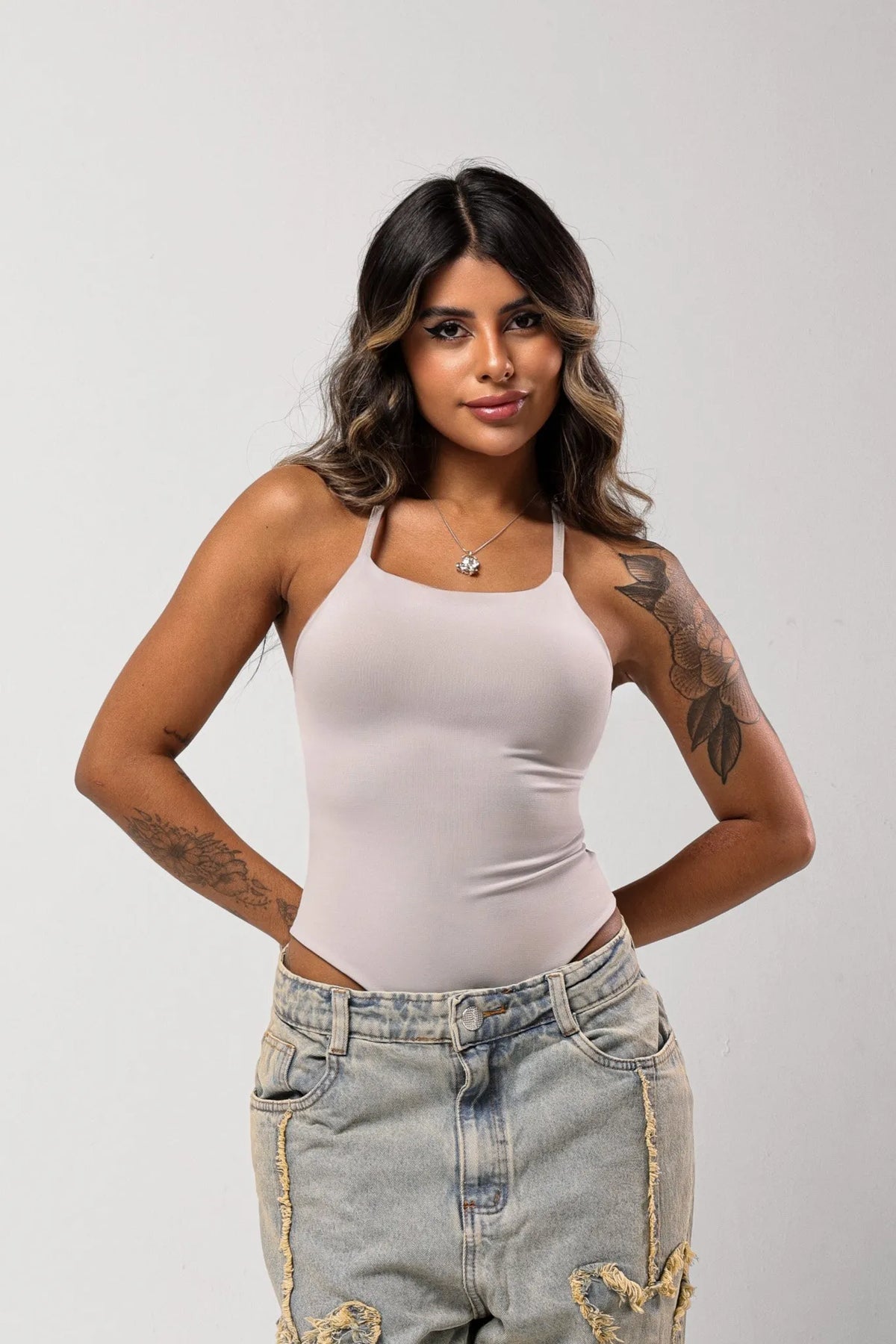 Body Aldry Poliamida Cinza