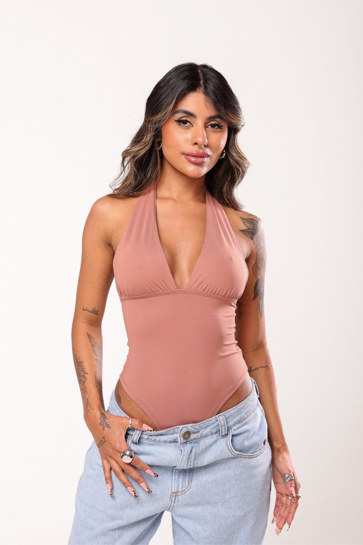 Body Luciana Poliamida Marrom
