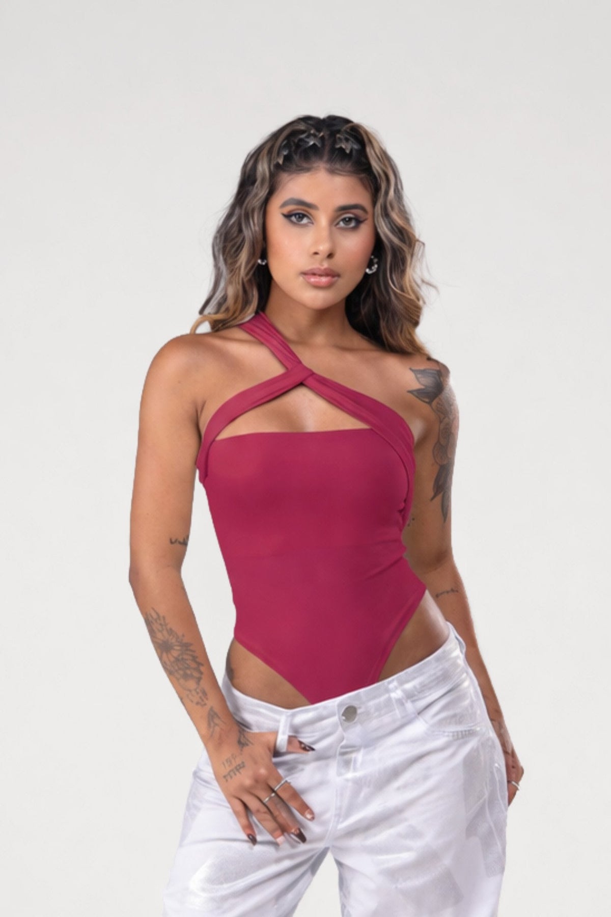 Body Luiza Poliamida Vinho