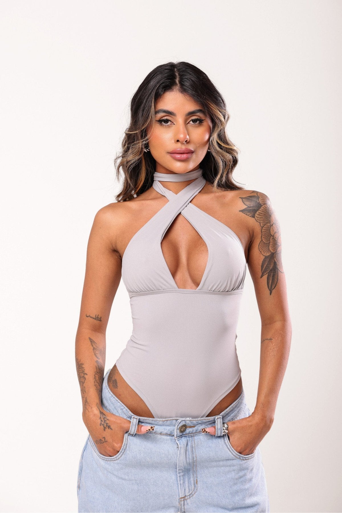 Body Luciana Poliamida Cinza